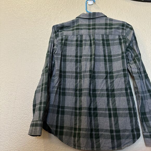 Madewell Women's Flannel Zip-Front Popover Shirt Gray/Green Plaid Size XSMALL - Picture 4 of 6